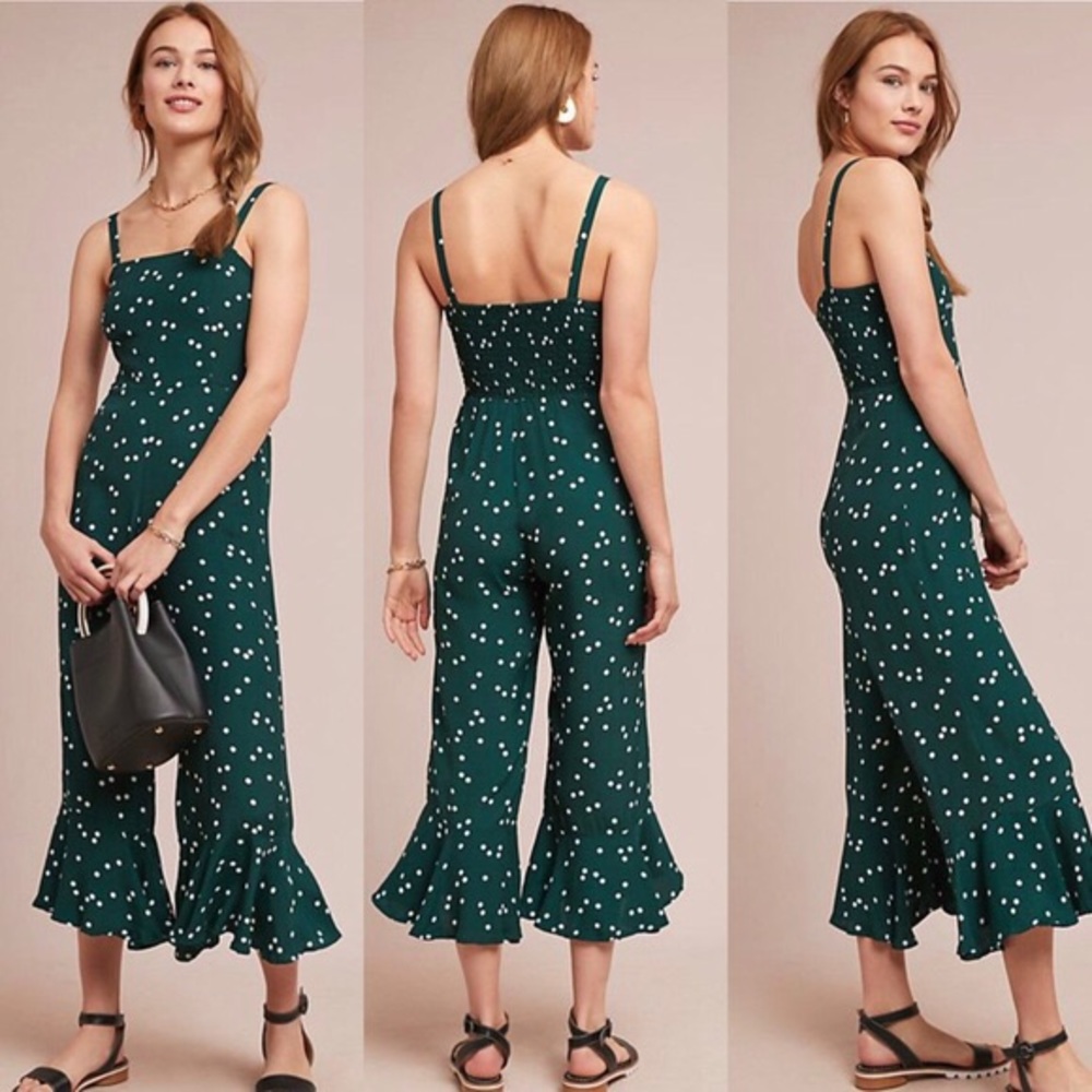 Faithfull the Brand Green Polka Dot Jumpsuit